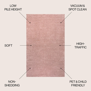 Haze Solid Low-pile Area Rug Pink